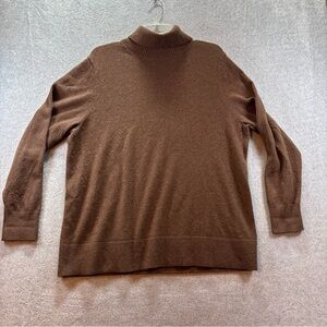 Lands' End Women's 100% Cashmere Turtle Neck Brown Sweater Size 1X 16W-18W